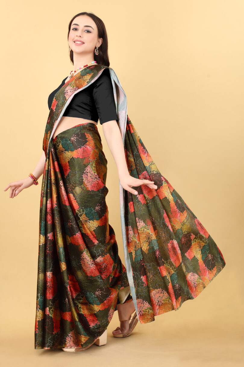 Women Multi Color Printed Saree With Blouse - Image 2