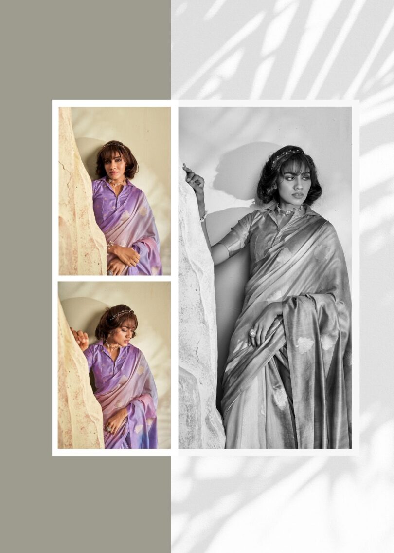 Purple Pure Handloom Khadi Silk with Digital Print - Image 2