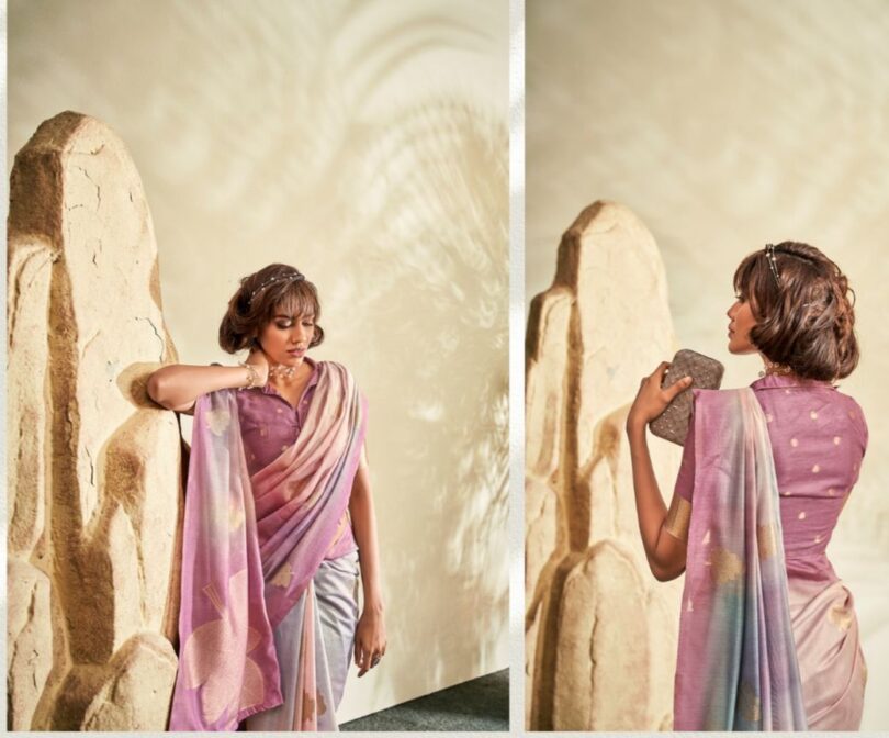 Pink Pure Handloom Khadi Silk with Digital Print - Image 4