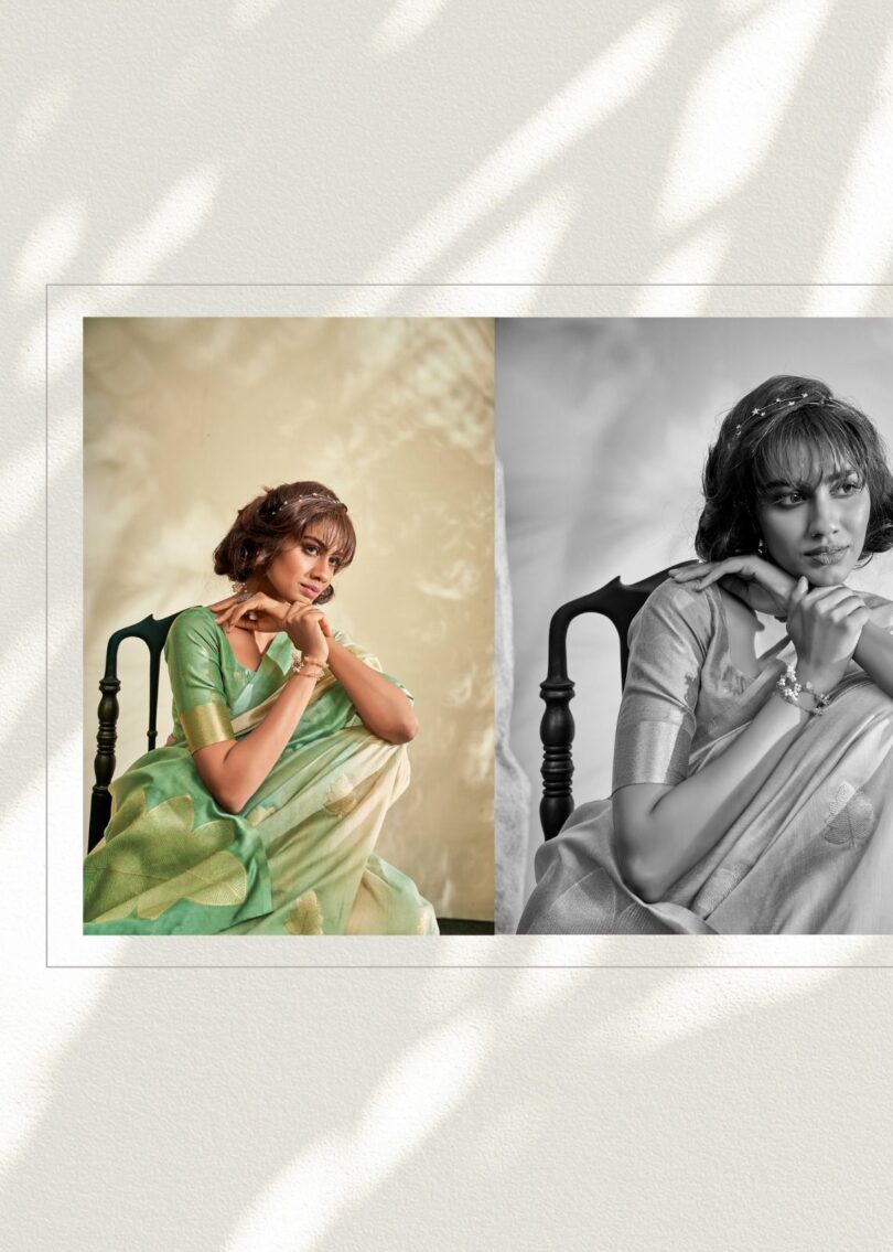 Green Pure Handloom Khadi Silk with Digital Print - Image 4