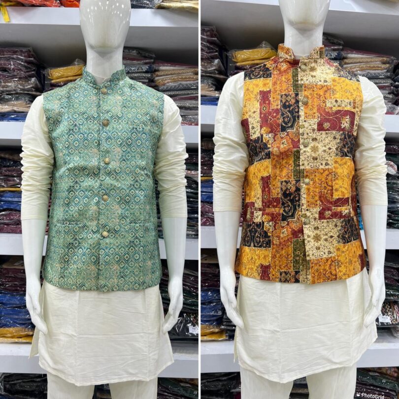 Ethnic Men's Wear Kurta Pajama With Jacket - Image 2