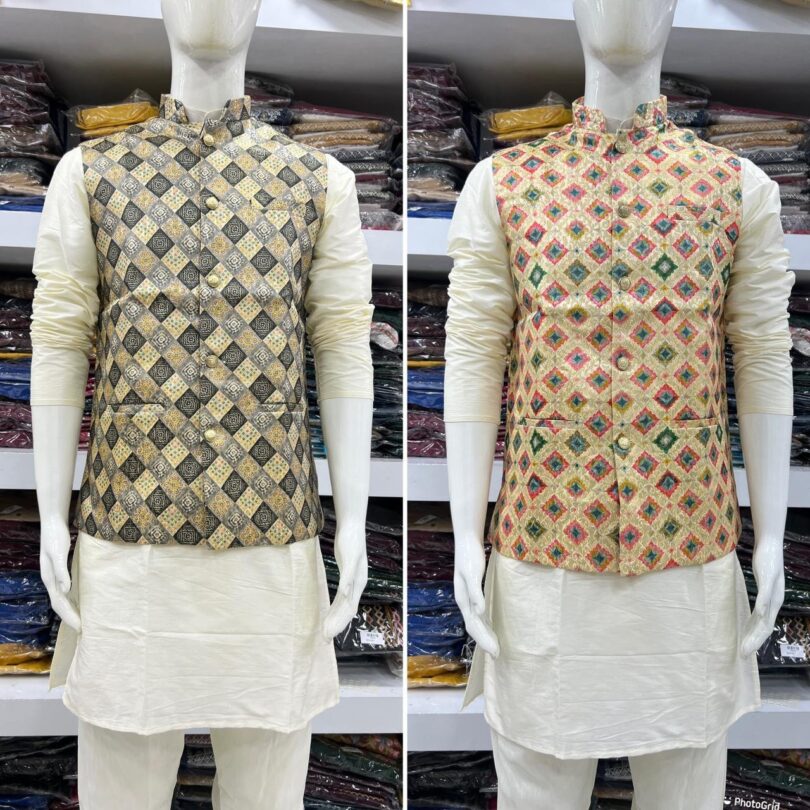 Ethnic Men's Wear Kurta Pajama With Jacket - Image 2