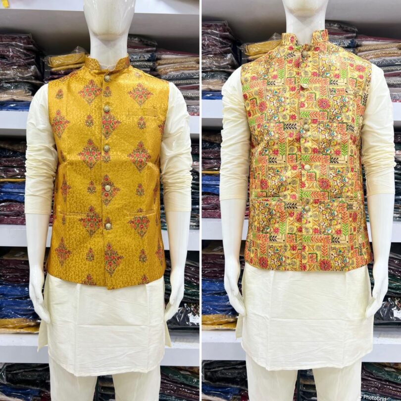 Ethnic Men's Wear Kurta Pajama With Jacket - Image 3