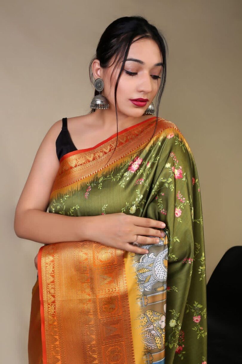 Mahendi Pure Silk Kanchipuram Saree - Image 3