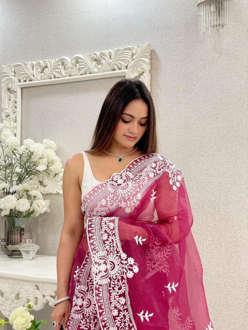 ORGANZA WITH EMBROIDERY WORK SAREE - Image 11