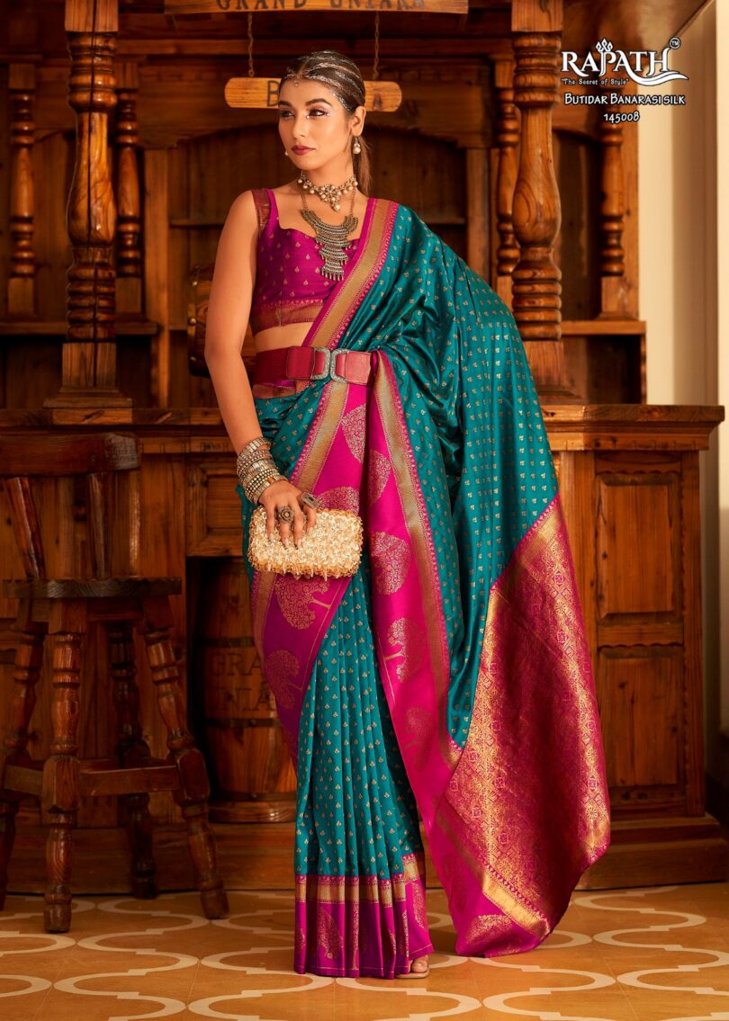 cobalt blue Soft Banarasi Silk Saree With Blouse - Image 3