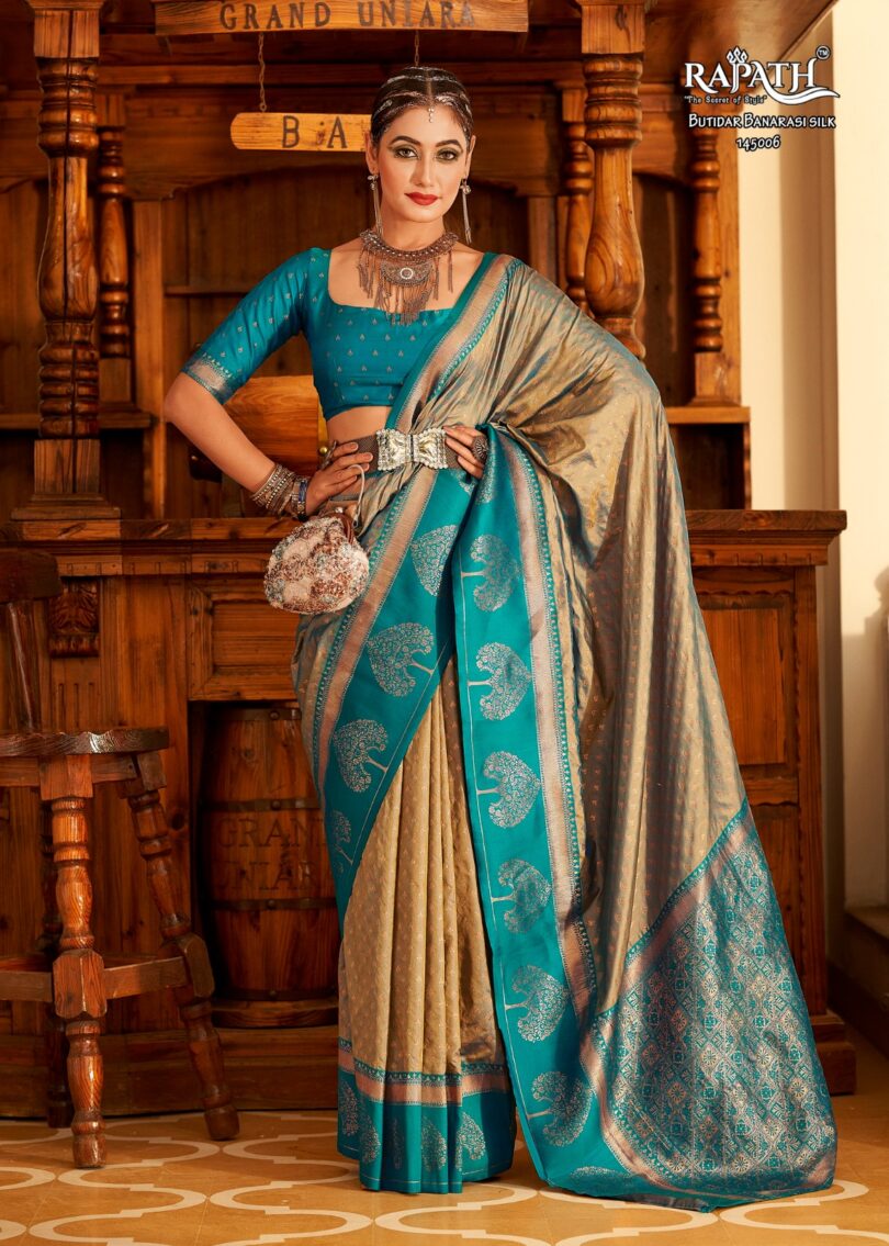 Sky Soft Banarasi Silk Saree With Blouse - Image 3