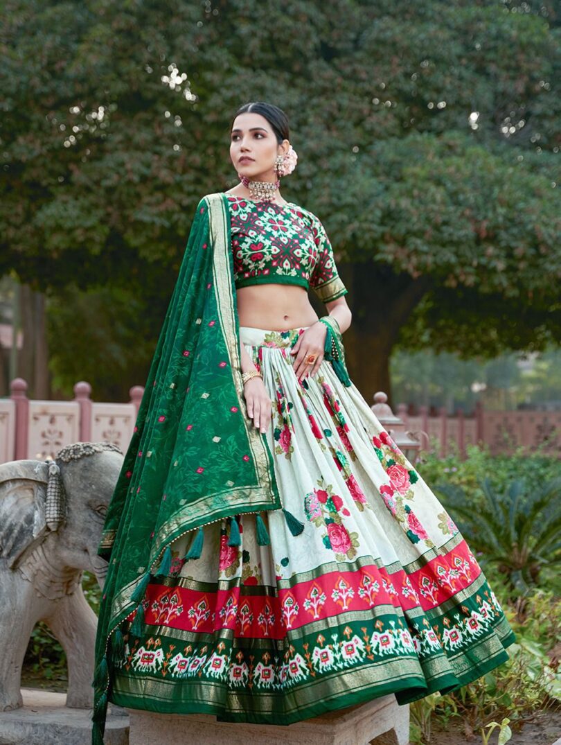 Dola silk lehenga choli. - Green - Image 2