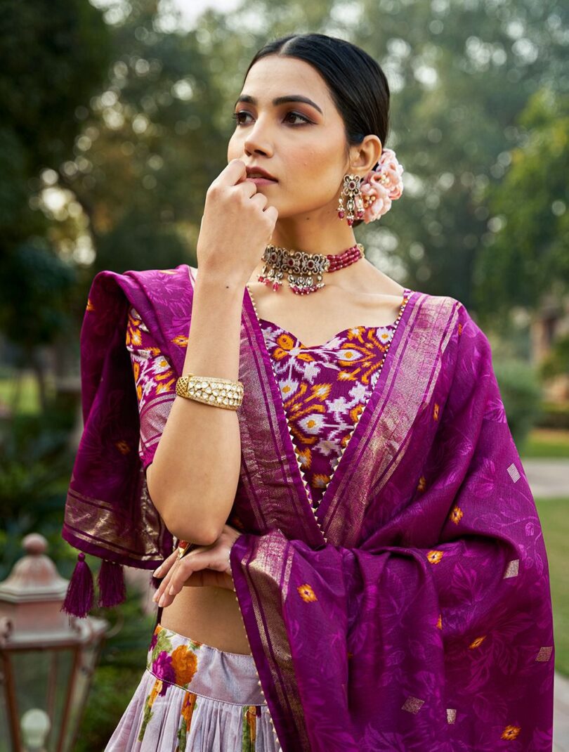 Dola silk lehenga choli. - Purple - Image 2