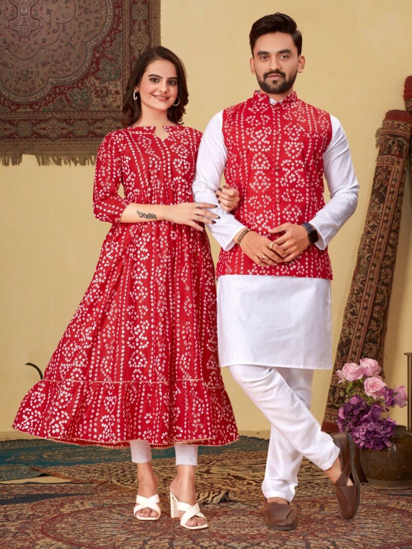 Couple Cotton Indian kurta Style Amazing festival Wear Bollywood Inspired His and Her Kurta tunic. - Image 2