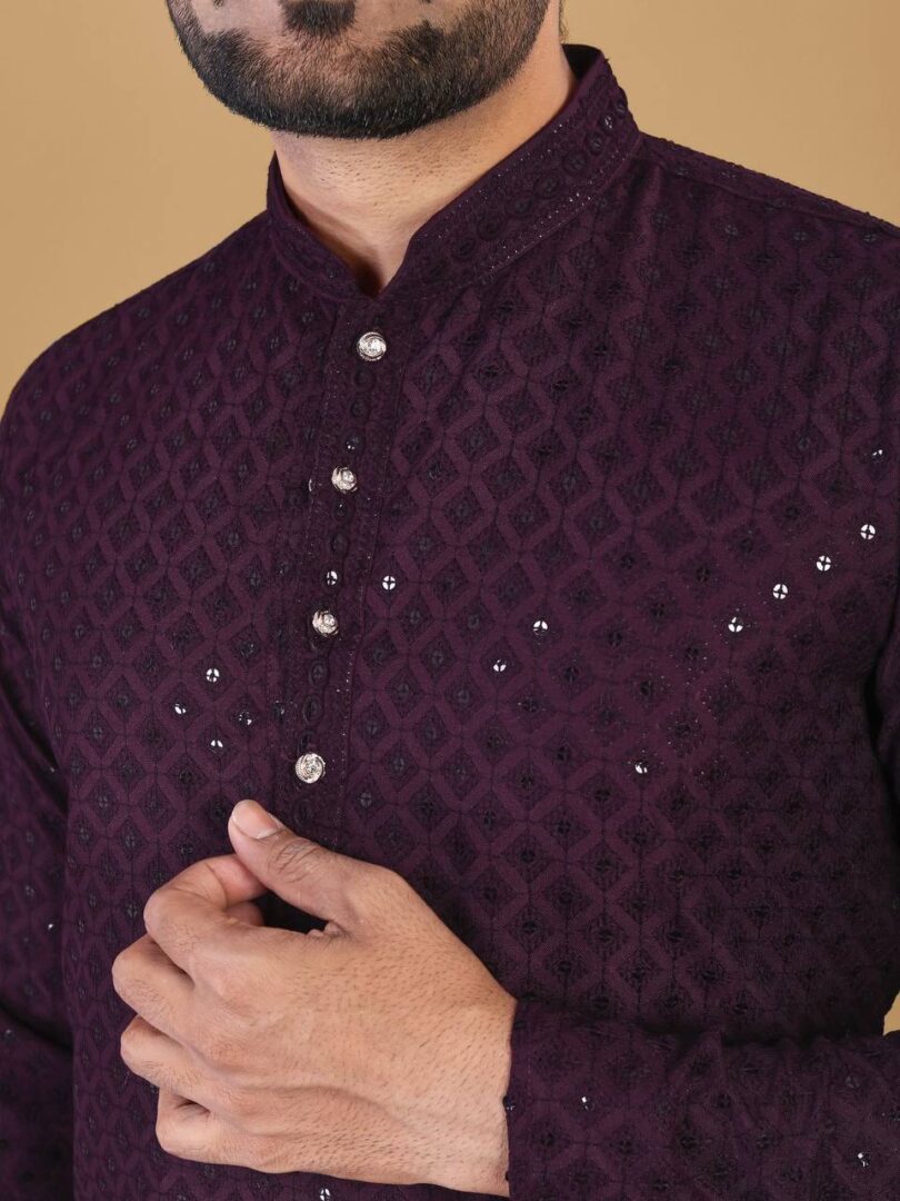 Wine Kurta For Traditional Functions - Image 3